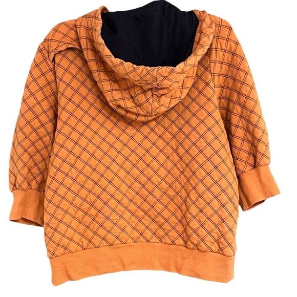 Marc by Marc Jacobs Orange & Blue Quilted Checker Print Short Sleeve Hooded Swea - Picture 4 of 10